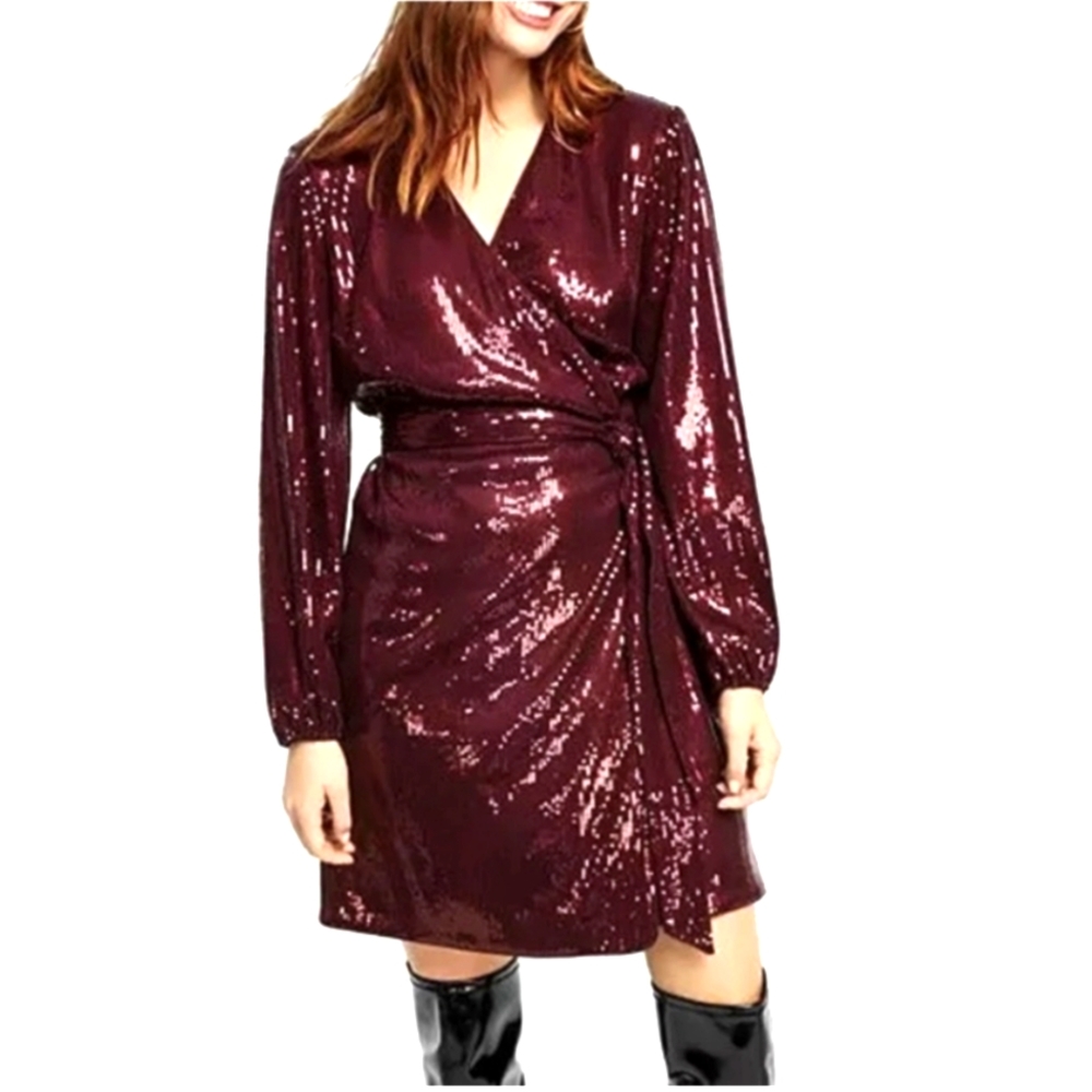 NWOT INC Women's Sequin Mini Wrap Dress